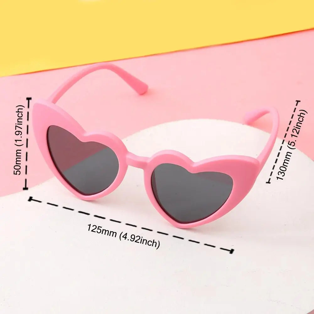 Kids Heart Sunglasses Plastic Frame Heart Shaped Summer 2026 Trend Sturdy Polycarbonate Lenses Outdoor Play