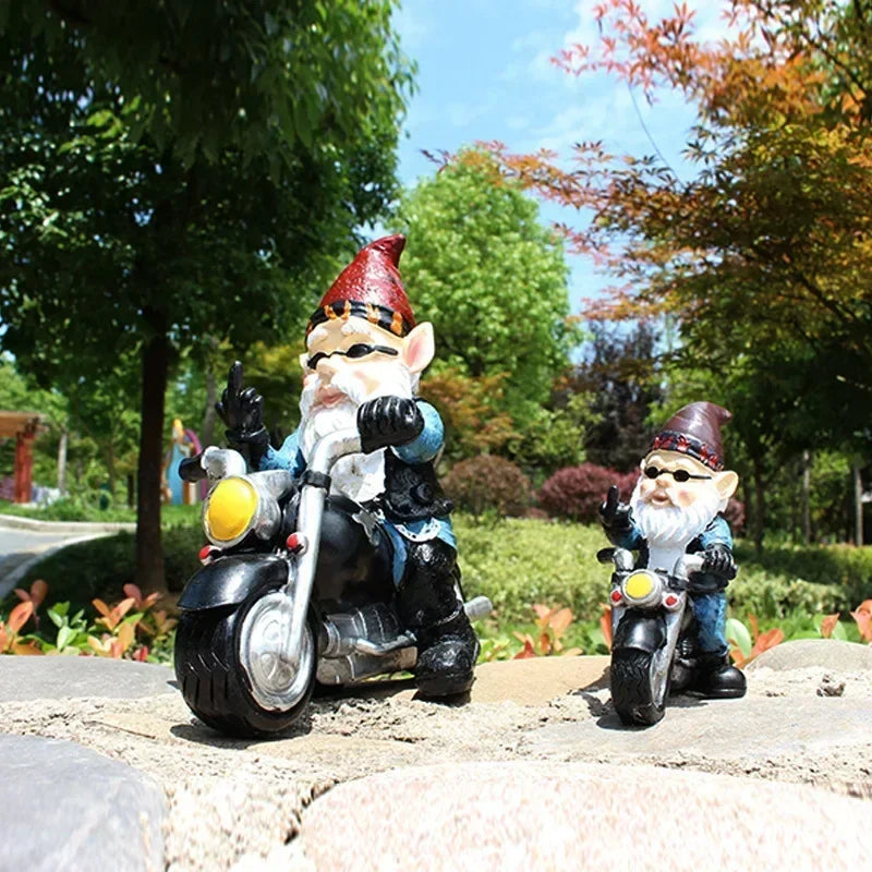 Gnome Garden Resin Statue Motorcycle Rider Dwarf Figurine Fall 2026 Outdoor Yard Decor Gift Idea