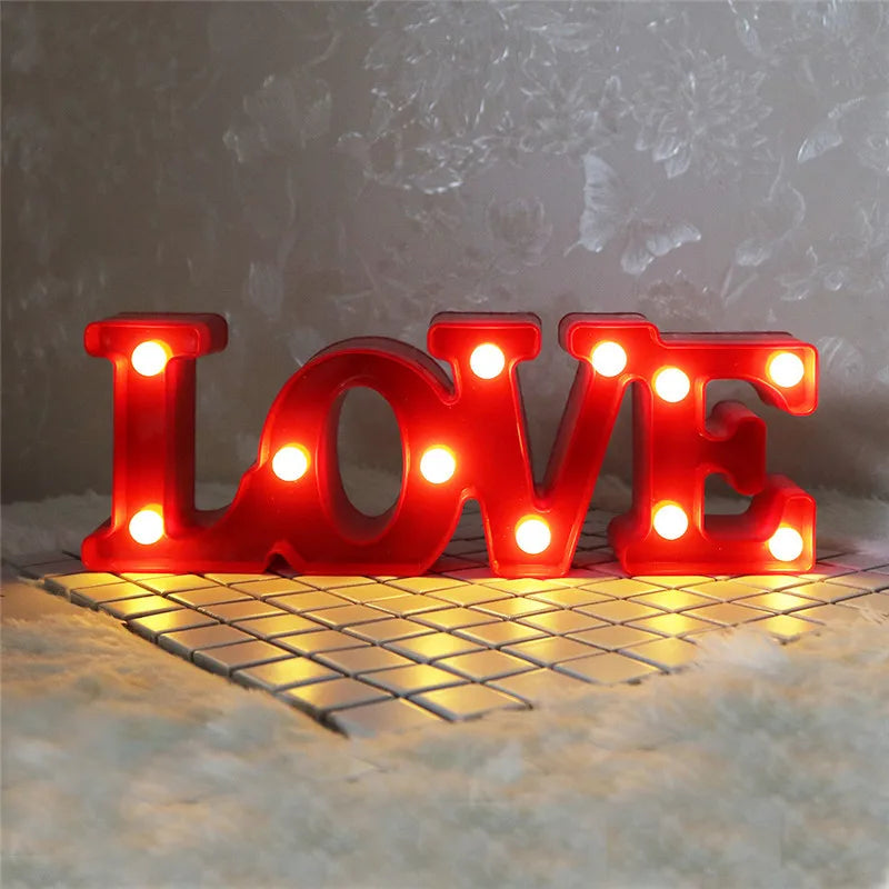 Romantic Love LED Lamp - Battery-Operated Night Light, Great Valentine's Day Gift for Weddings, Parties, and Household Decor