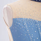 girls' Stretchy leotard - rhinestone mesh yoke, sleeveless, polyester, nylon, elastane, for lyrical dance performance