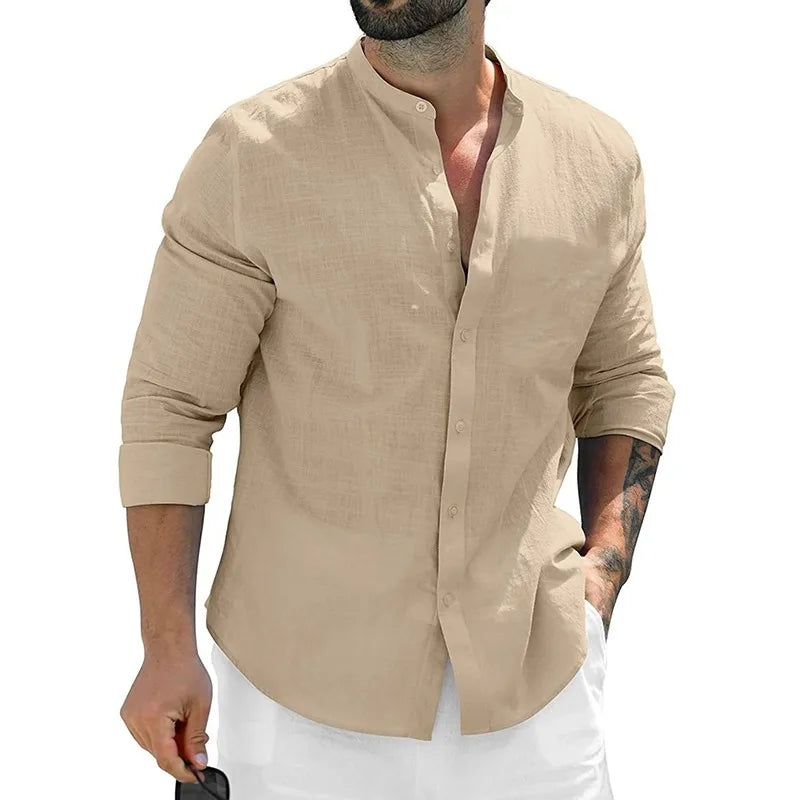 Variant image for Men's Linen Shirt - Breathable Casual and Formal Dress Shirt in White, Blue, Grey, Regular Fit, Soft Comfortable Fabric-25