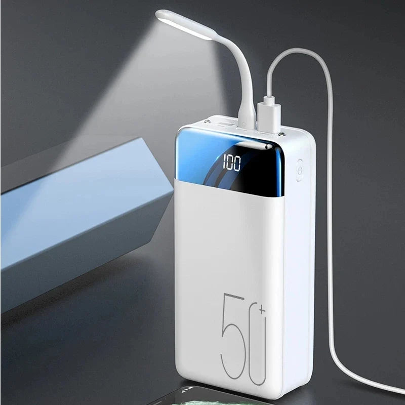 High-Capacity 50000mAh Travel-Friendly Power Bank with LED Display for iPhone 13, Samsung S22, and Xiaomi