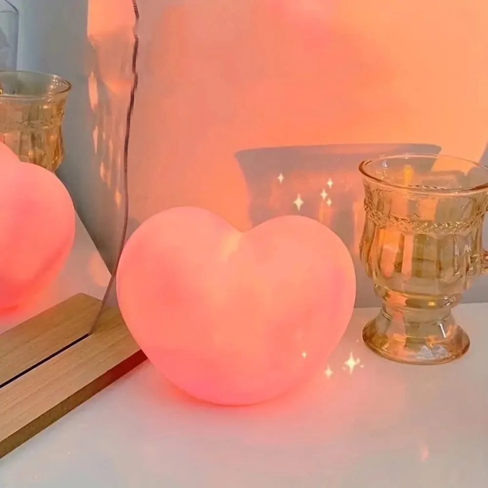 3D Unique Heart-Shaped Night Light - Romantic Valentine's Day Gift & DIY Table Decor, White & Pink