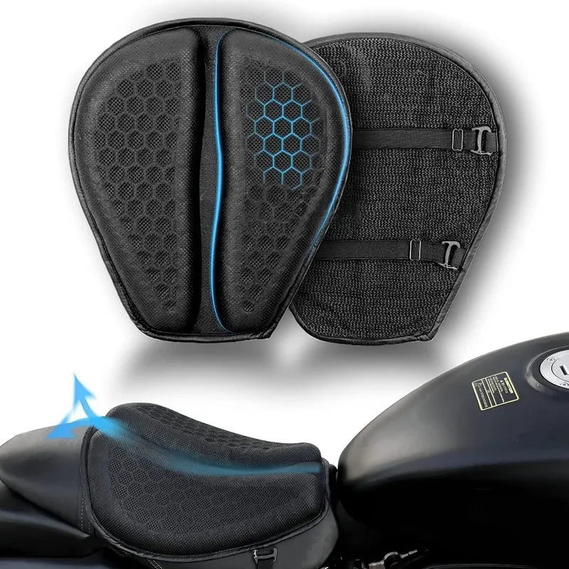 Gel Motorcycle Seat Cushion 3D Honeycomb Pressure Relief Anti-Slip Pad Long Ride Comfort