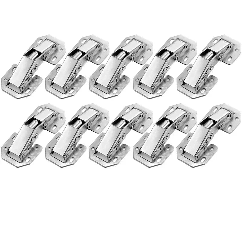 Steel Stainless Cabinet Hinges 90 Degree No-Drilling for Kitchen Furniture 10PCS