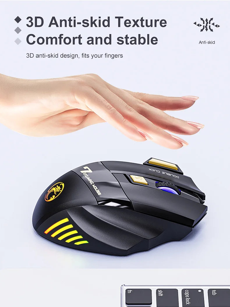 Cordless Gaming Mouse 3200DPI Dual Mode Battery-Powered