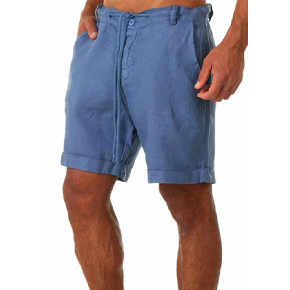 Lightweight Breathable Cotton Linen Summer Shorts for Men, Relaxed Fit Casual Beach Wear-5