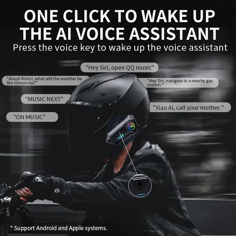 Water-Resistant Hands-Free Call Music Speaker Universal Fit 2026 – Bluetooth 5.3 Motorcycle Helmet Headset Y10