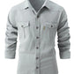 and Autumn Winter Men's Long Sleeve Shirt - Casual Stretch Cotton Linen Fashion Business Wear