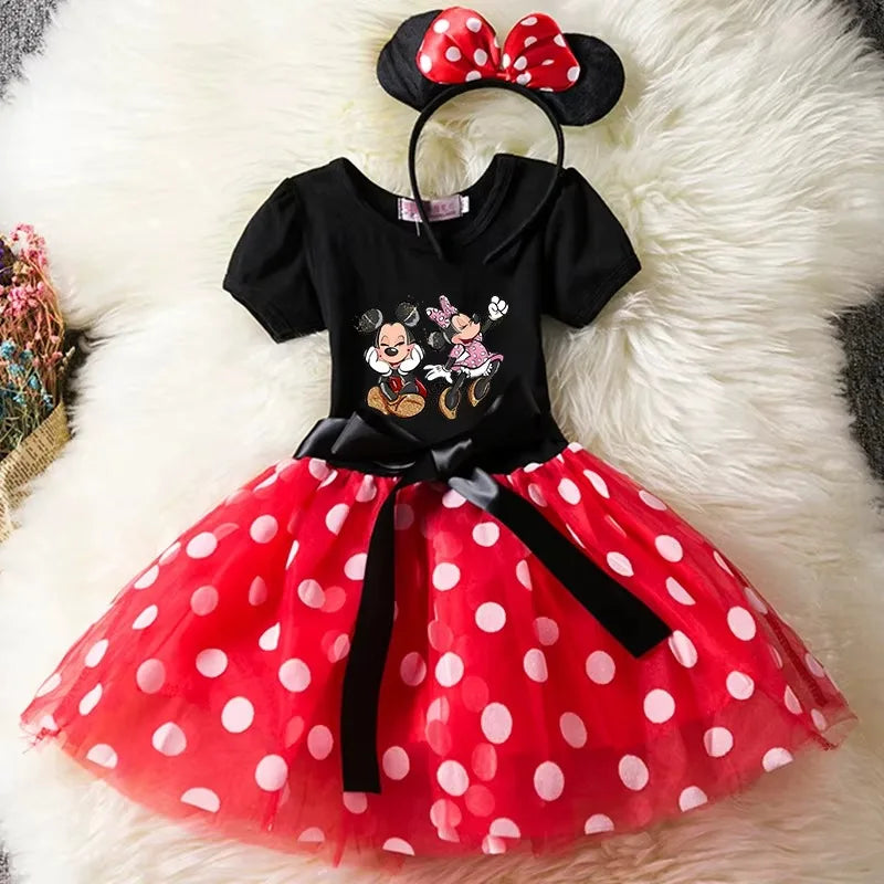 knee-length polka-dot tutu, cotton-polyester-voile, birthday party – Light girls' Minnie Mouse dress