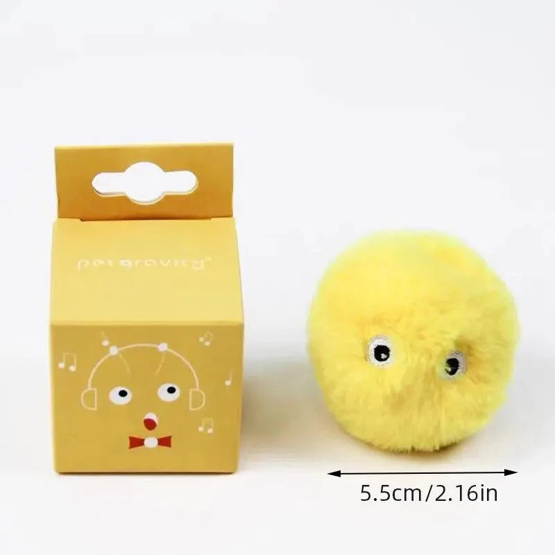 Interactive Cat Toy Ball - Plush Motor-Driven Catnip Training Squeak Sound Toy for Kittens