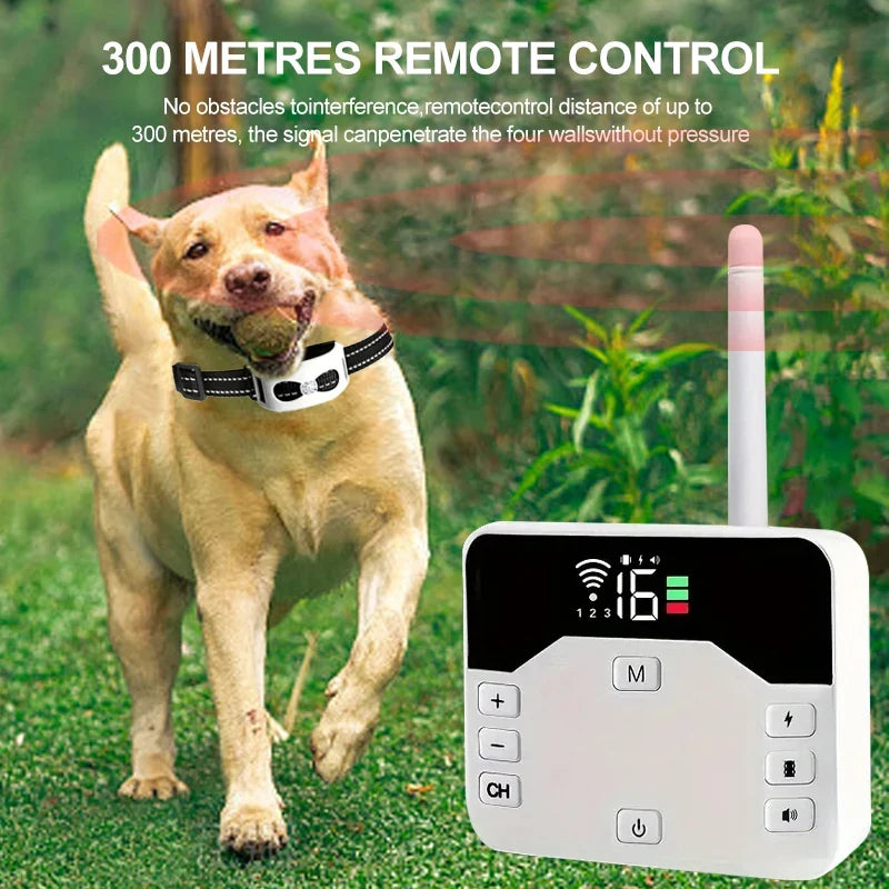 Pets Cordless Electronic Fence - IP65 Water-Resistant Battery-Powered Remote Control Training Collar