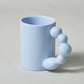 Ceramic Coffee Mug With Tray Beaded Handle Scandinavian Handmade Cup Fall 2025 Gift Decorative Serving