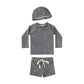 Long-Sleeve Top, Swim Pants, Hat, Polyester Elastane, Beach Vacation – Breathable Kids Rash Guard Swim Kit