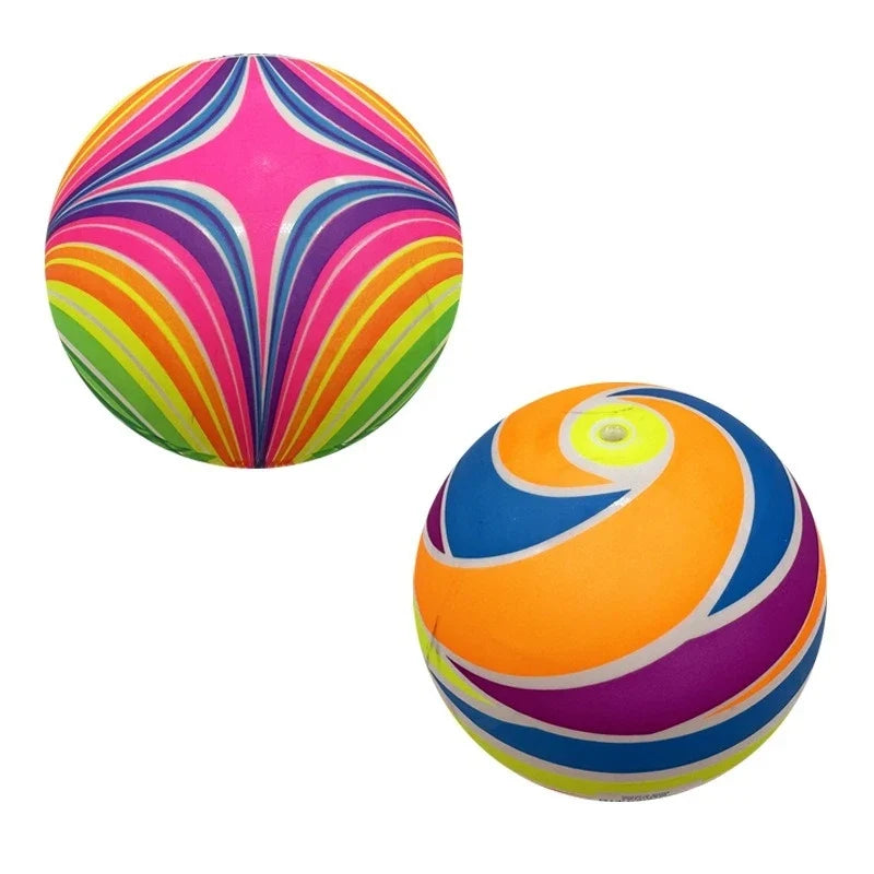 Eco-Friendly Rainbow Ball Toy for Kids, Plush Elastic Leather Ball for Indoor and Outdoor Play, 22 cm Diameter