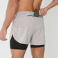 Fast-dry men's 2-in-1 running shorts - lightweight lined, polyester, for gym and summer training