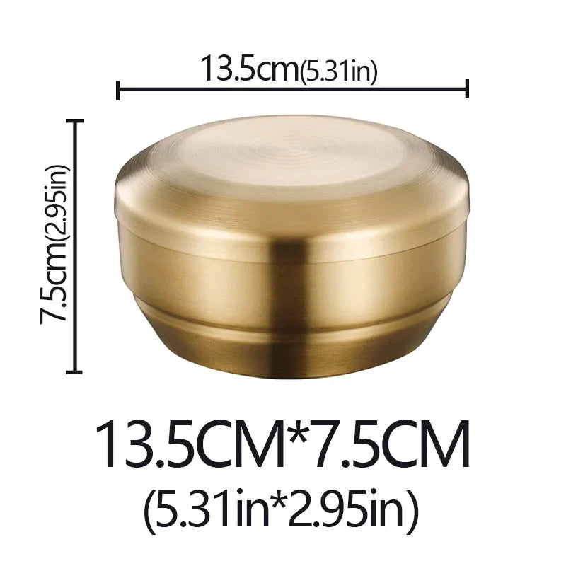 Steel Stainless Double Layer Rice Bowl With Lid Insulated