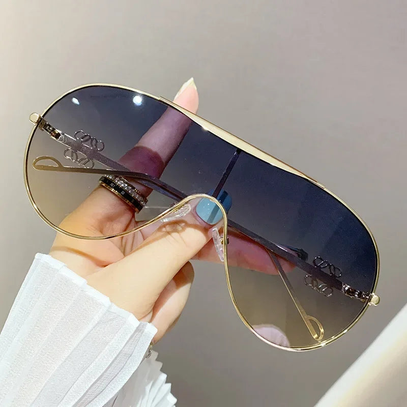 One-Piece Metal Sunglasses - Large-Frame Sports Goggles for Cycling, Men and Women