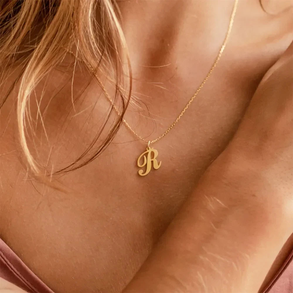 Gold Personalized Initial Necklace - Elegant Minimalist Gift for Women, Weddings & Anniversaries