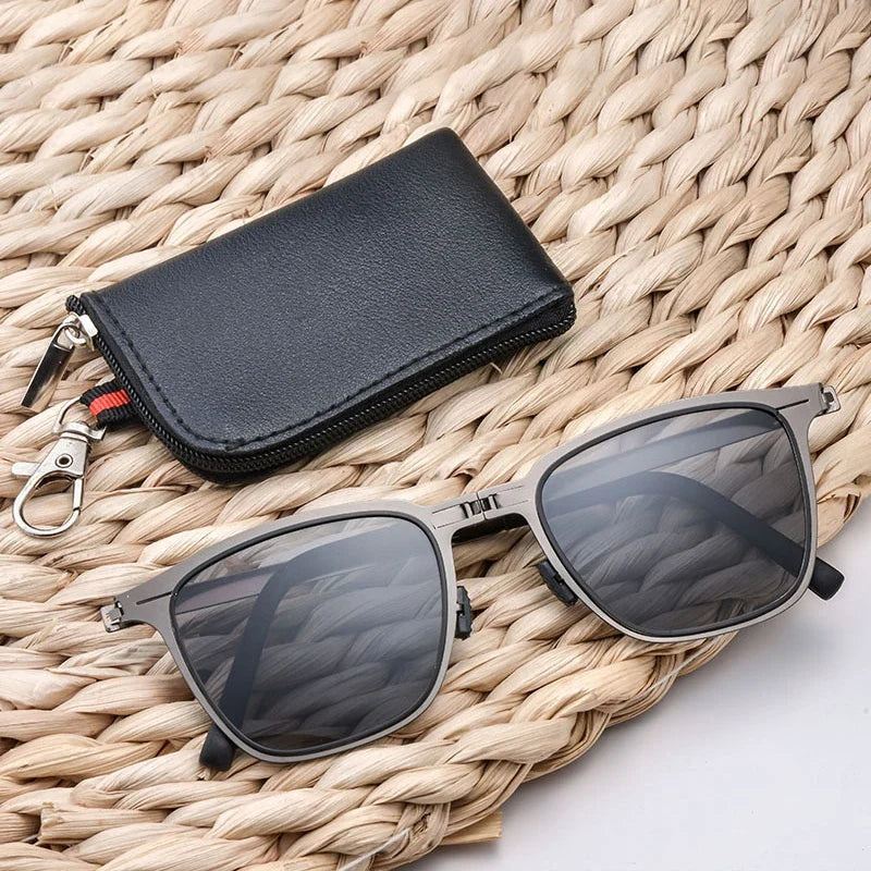 Folding Polarized Sunglasses Ultra Light Stainless Steel Retro Square Frame Summer 2026 Travel Essential