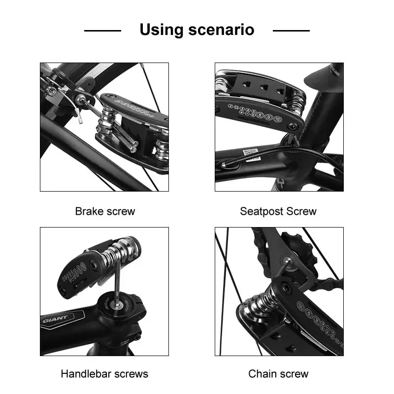 Household Tools Bicycle Repair Multi Device Kit with Screwdriver, Tire Levers & Wrenches