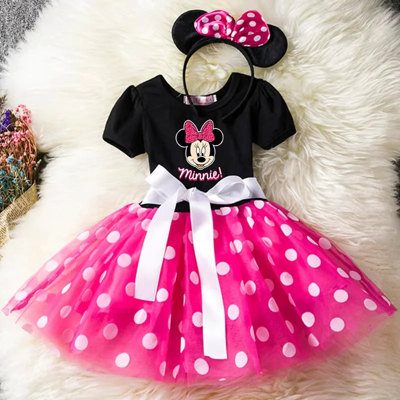 knee-length polka-dot tutu, cotton-polyester-voile, birthday party – Light girls' Minnie Mouse dress