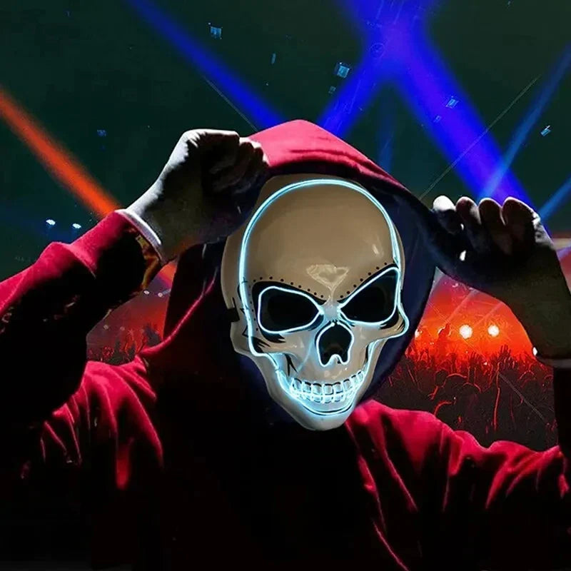 Skull LED Mask Full Face Glowing Terror Mask Halloween Fall 2025 Masquerade Party Costume Mask Breathable