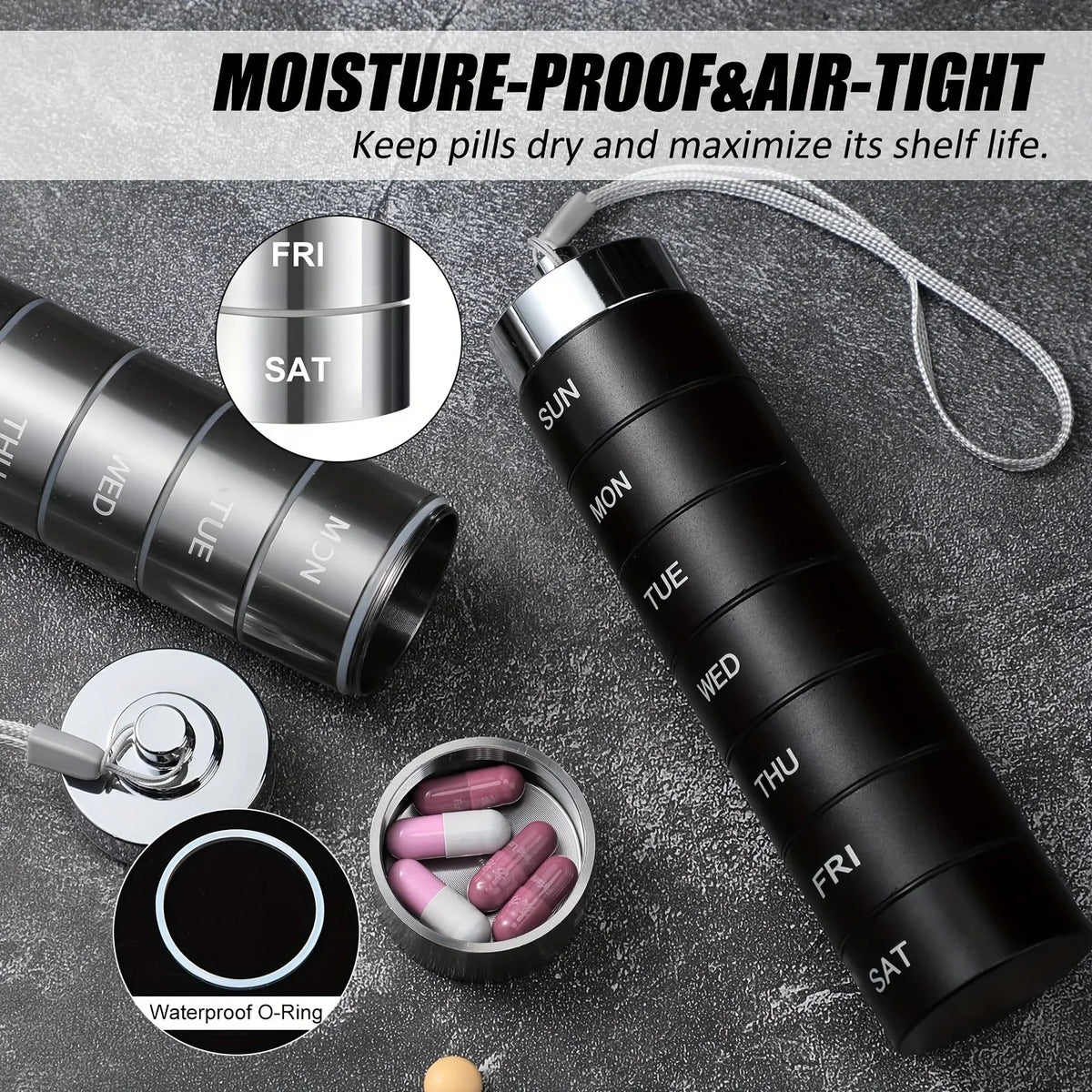 Water-Resistant, Stackable, Summer Travel 2026 – Pill Organizer Metal Travel Pill Box Kit