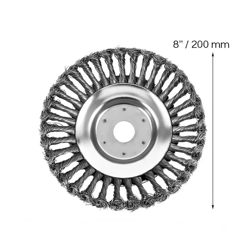 Universal Steel Wire Brush Trimmer Head - 6/8inch Garden Device for Grass & Lawn Maintenance