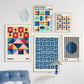 Abstract Blue Bauhaus Canvas Wall Art Contemporary Bedroom