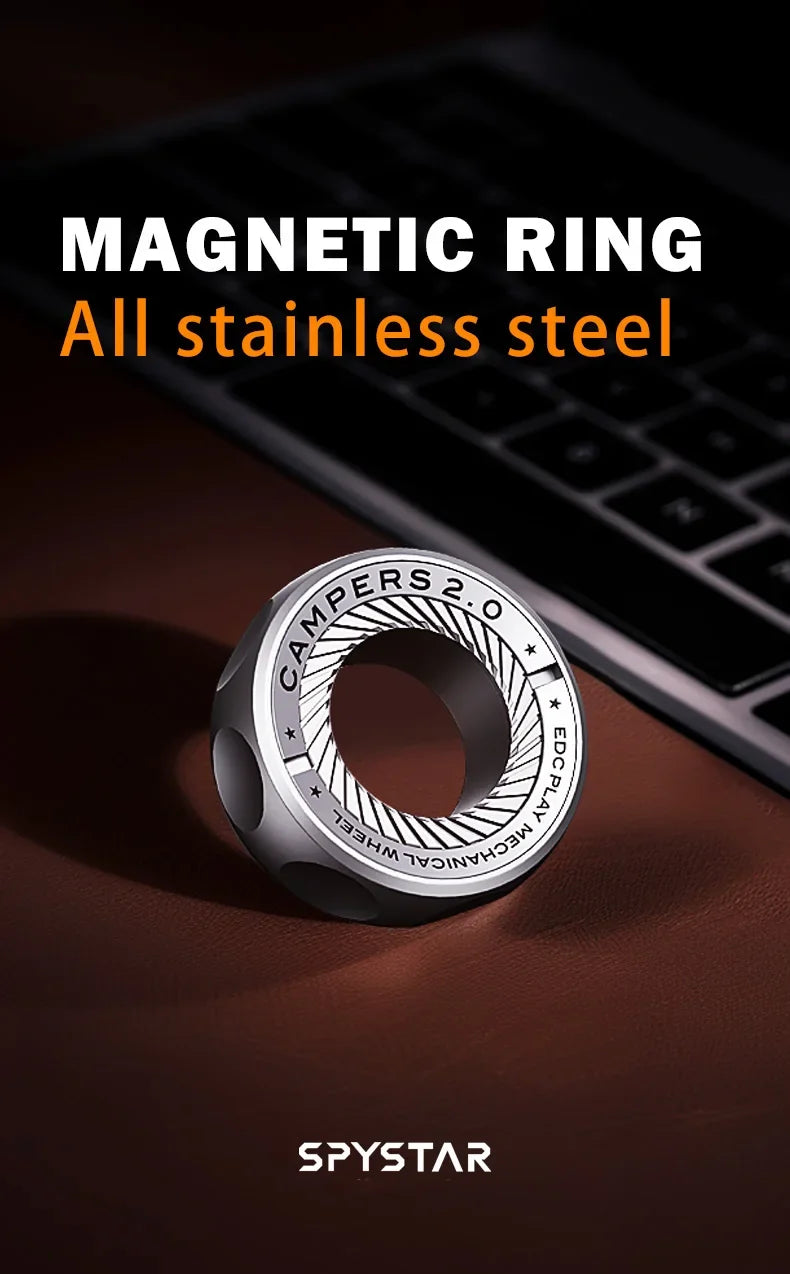 Ratchet Magnetic Fidget Ring Stainless Steel EDC Gift
