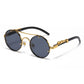 Punk Retro Round Sunglasses for Men & Women - Fashionable Double Bridge Design for Travel and Shopping