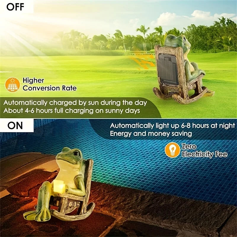 Indoor Outdoor Decorative Ornament Gift 2026 – Solar Powered Mini Frog Garden Statue with LED Light