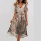 Deep Sexy V-neck Print Women's Summer Dresses - Elegant Swing Party Office Wear