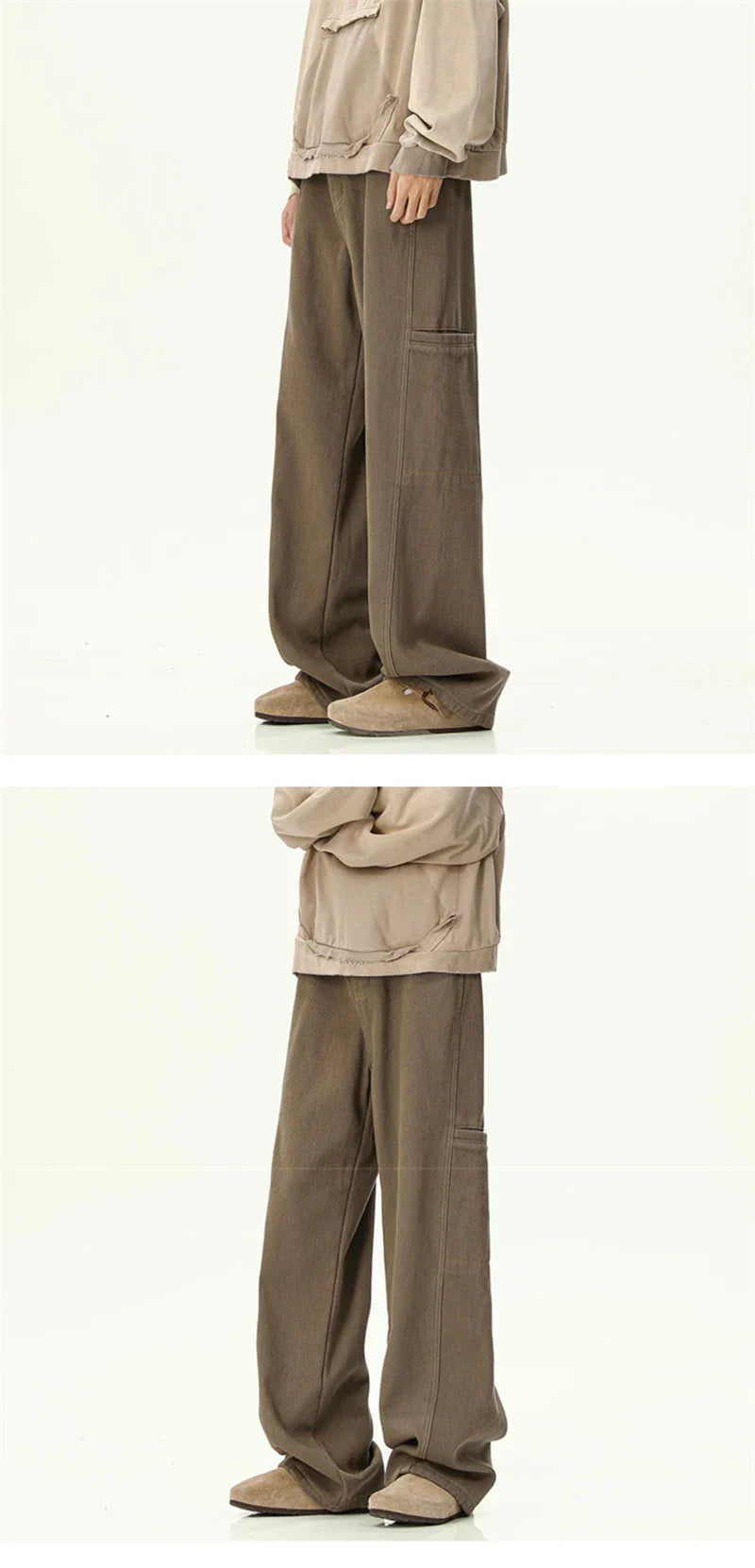 Mens Oversized Cargo Jeans - Wide Leg, Denim, Street