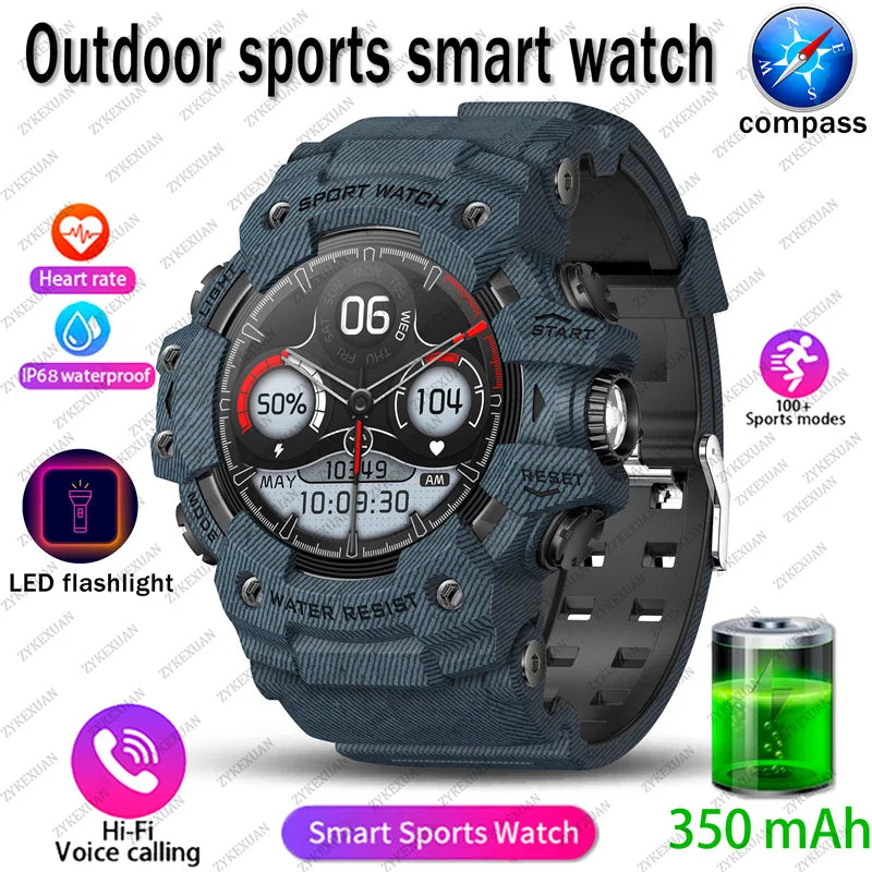 Smart Watch Rugged Outdoor Edition Fall 2025 Bluetooth Calls Water-Resistant IP68 Compass Flashlight SOS 1.39 Inch Display