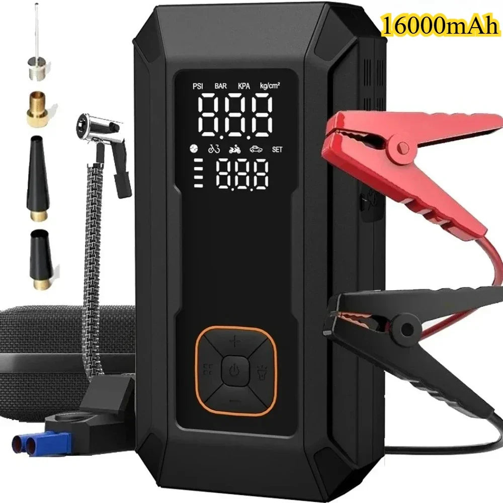 Car2025 Edition Jump Starter All-In-One Air Pump Tire Inflator Travel-Friendly Power Bank LED Light Fall