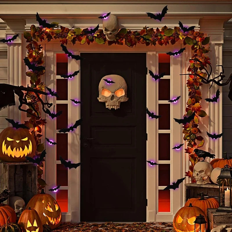 LED2025 Edition Bat Wall Stickers Green 3D Halloween Decor