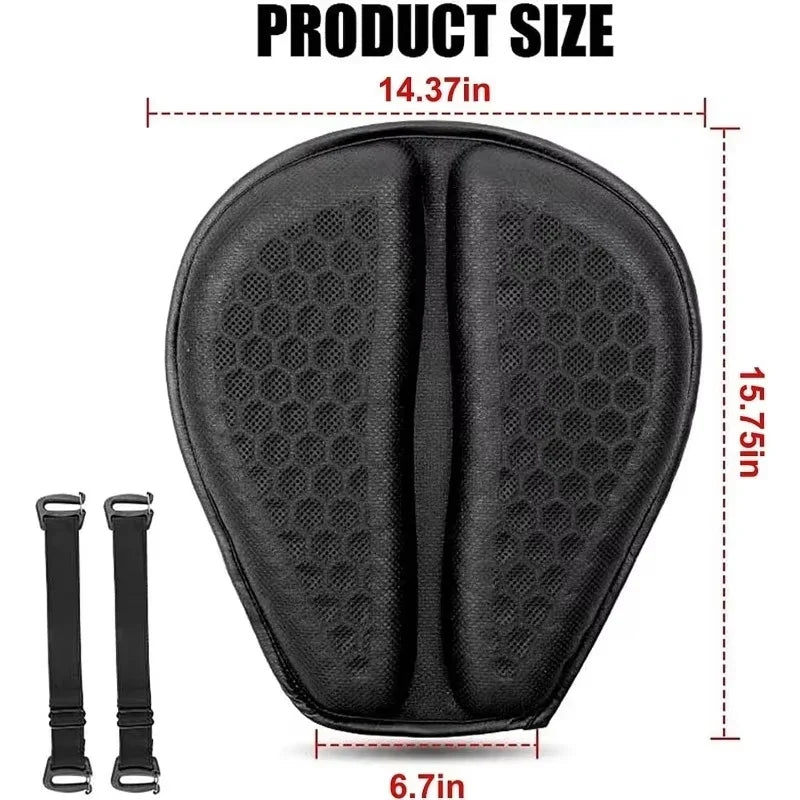 Gel Motorcycle Seat Cushion 3D Honeycomb Pressure Relief Anti-Slip Pad Long Ride Comfort
