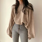 Cozy Oversized Women's Pullover - O Neck, Knit, Office Wear