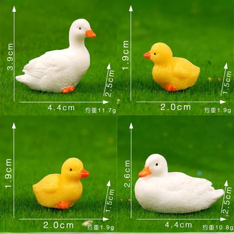 Duck Resin Ornaments Four Piece Garden Figurines Spring Garden Decor Micro Landscape Water Feature Sturdy Resin Decor