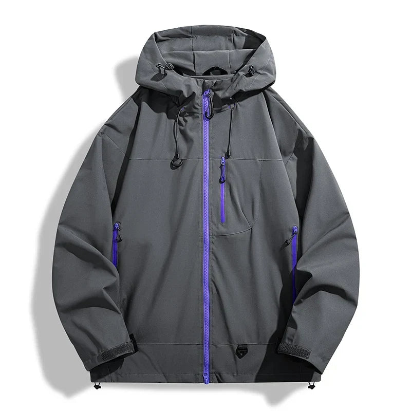 Water-Resistant Unisex Windbreaker - Hooded Single-Layer, Hiking