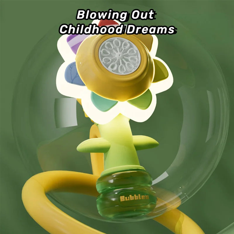 Machine Bubble Sunflower Bubble Maker Toy Kids Summer 2025 One Key Automatic Light Dancing Gift