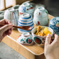 Hand Painted Japanese Ceramic Lidded Dessert Bowls Kit