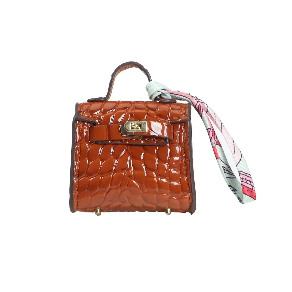 Free 1+1 Birkin Inspired Mini Hand Bag - Crocodile Pattern Mini Bag Charm Keychain