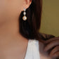 Korean Style Party Jewelry, Fall 2026 Gift Idea – Crystal Flower Earrings Pearl Drop Gold Tone