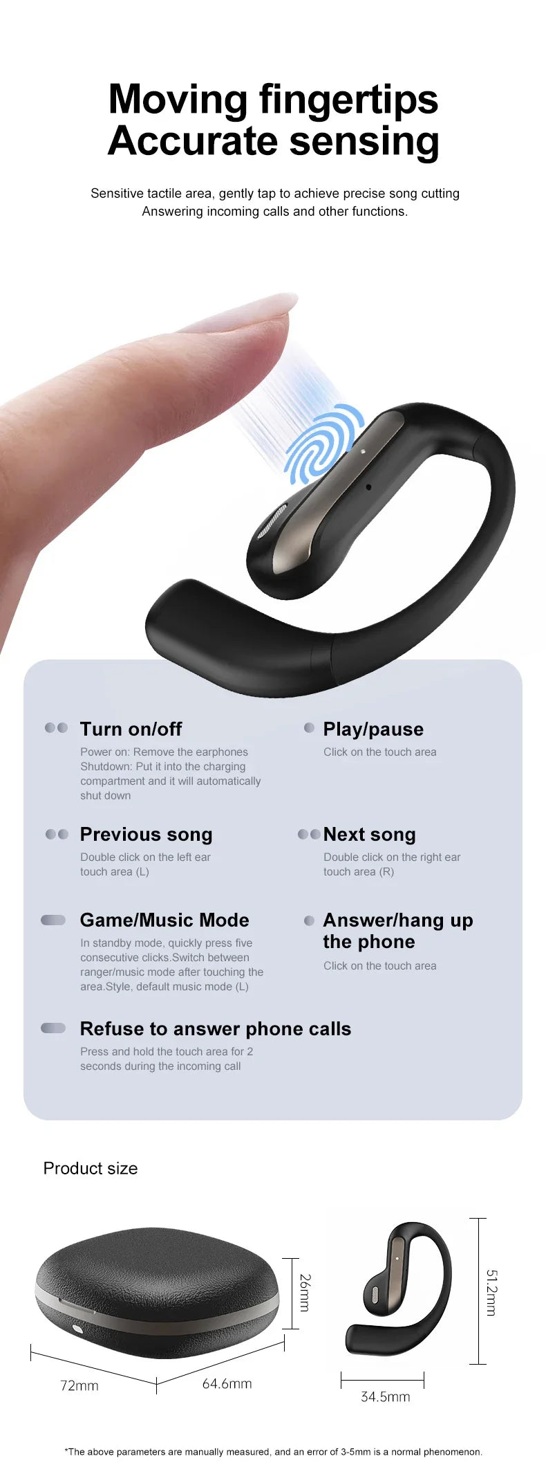 Translation AI Earbuds With Noise Canceling Ear Hook Sports