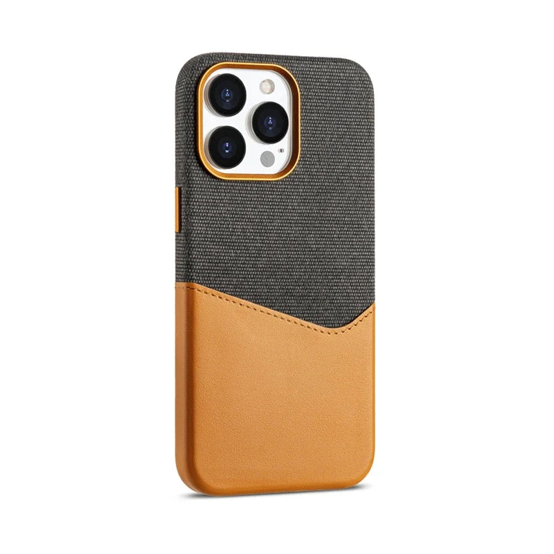 Card Holder MagSafe Leather Phone Case for iPhone 16 15Pro Max Cordless Charging Cover
