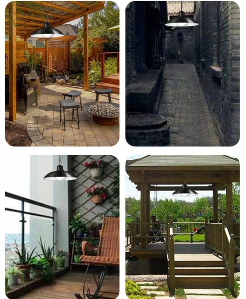 Solar2026 Edition Pendant Light With Remote Control, Outdoor Water-Resistant LED Lamps For Shed Barn Backyard Patio