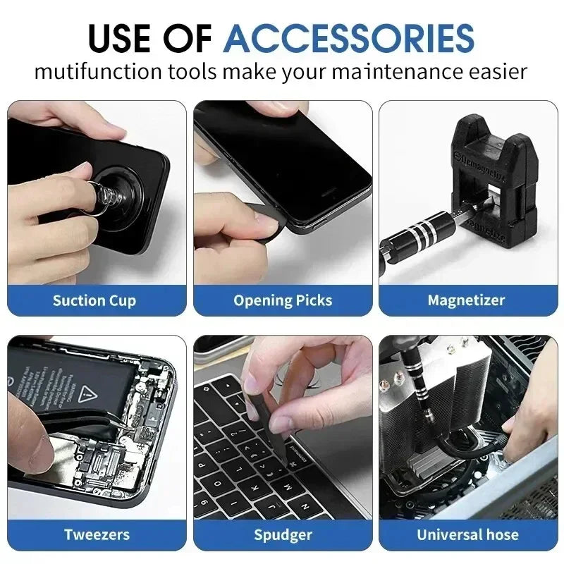Magnetic Accurate Screwdriver Kit Insulated 115 in 1 Electronics Repair Kit Back To School 2025 Laptop Phone Repair